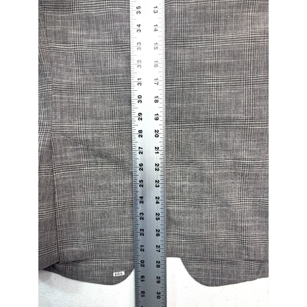 Banana Republic 38R Taupe Plaid Linen Cotton Wool Blazer Jacket Sport Coat Light